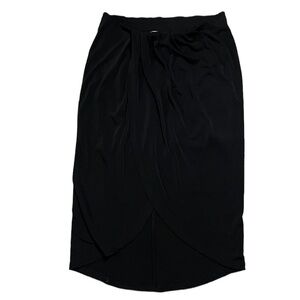 Bacio Womens Black Elastic Waist Midi Skirt Size Medium